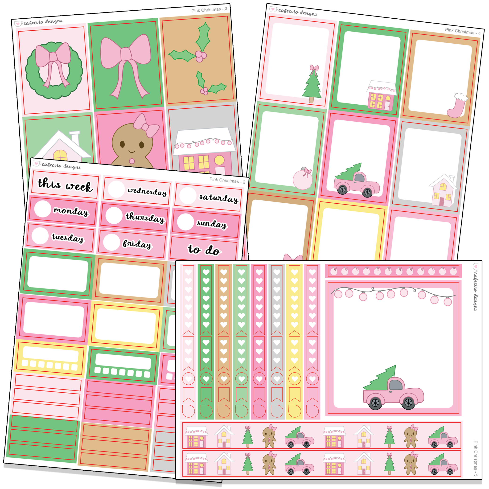 Pink Christmas - Functional Stickers