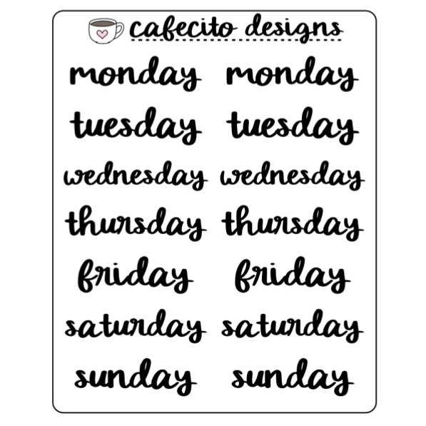 Large WEEKDAY - Script Sticker