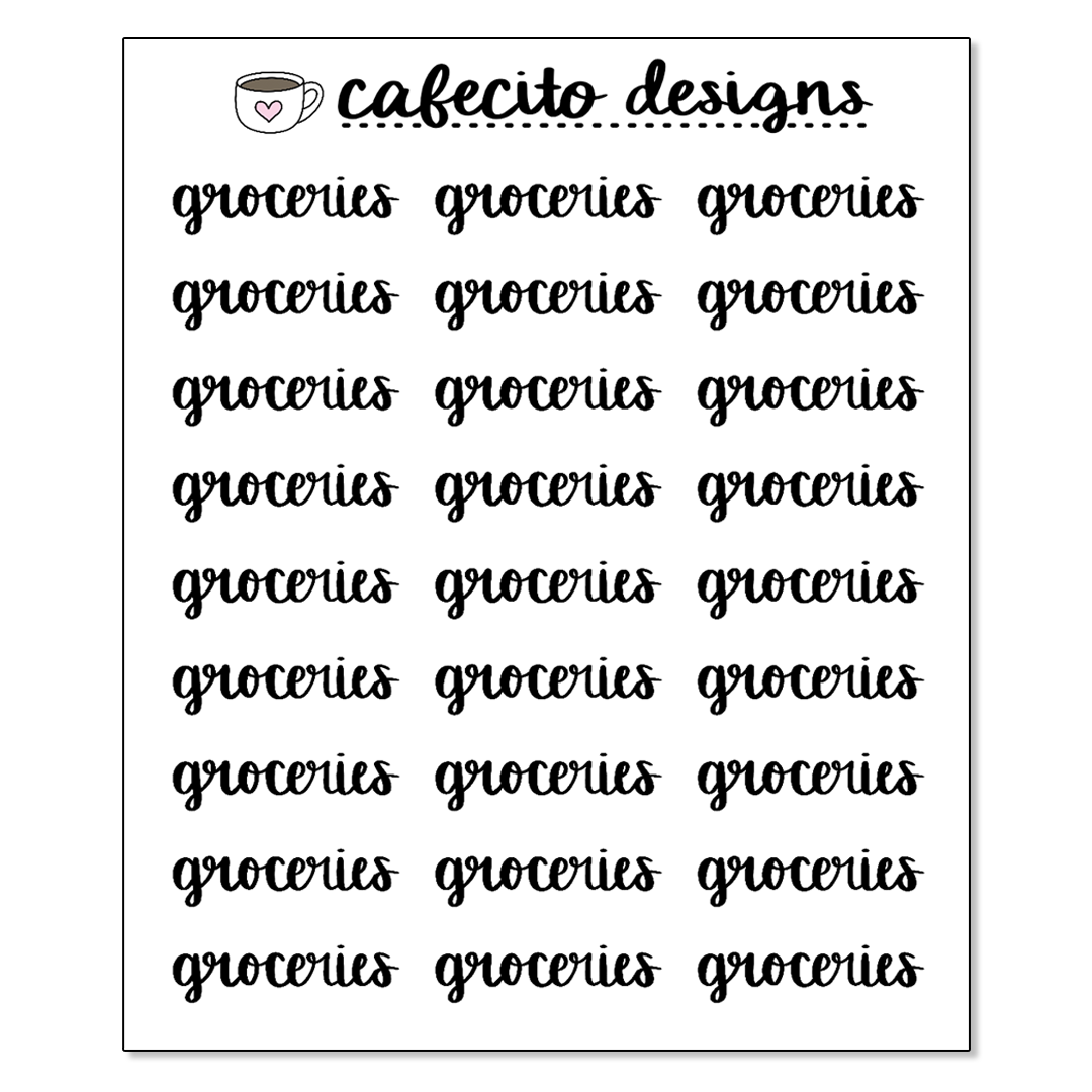 GROCERIES - Script Sticker