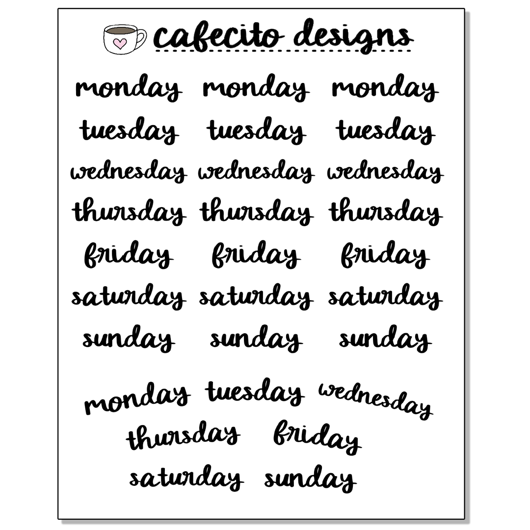 WEEKDAYS - Script Sticker