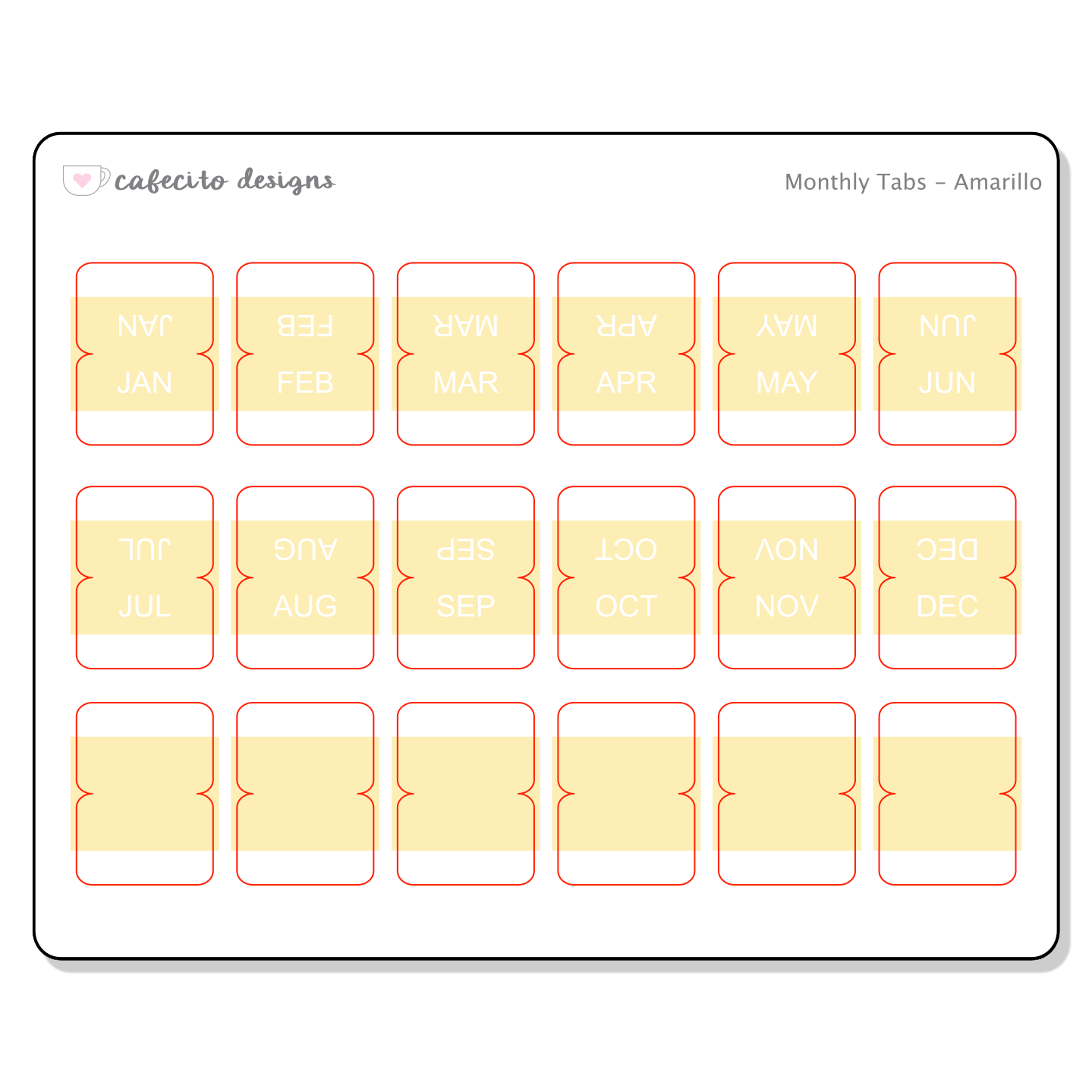 Monthly Tabs Sticker Sheet