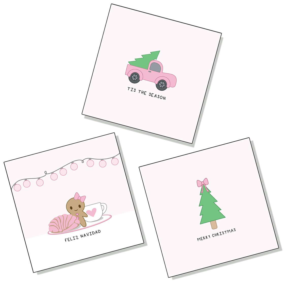 Dreaming of a Pink Christmas - Greeting Cards