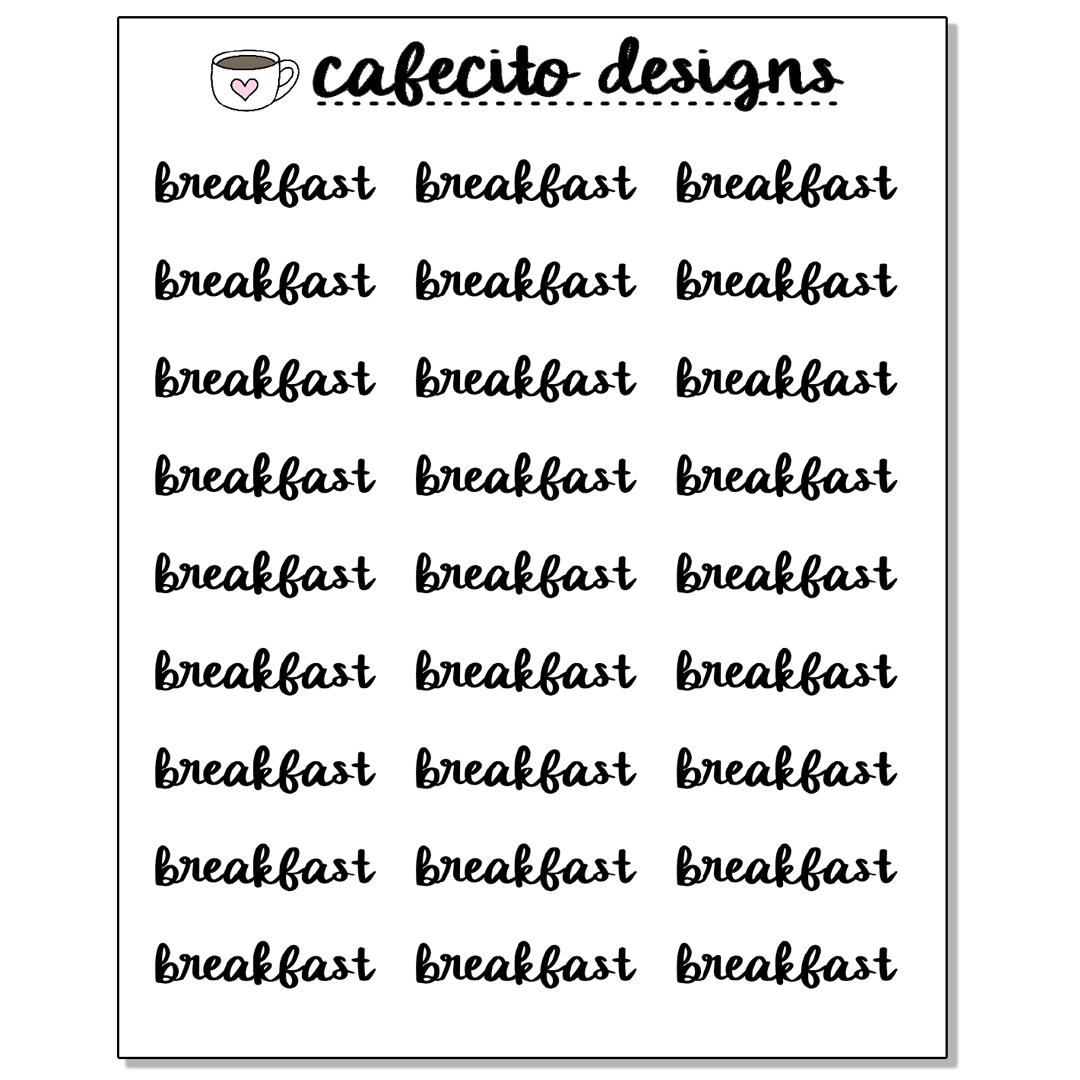 BREAKFAST - Script Sticker
