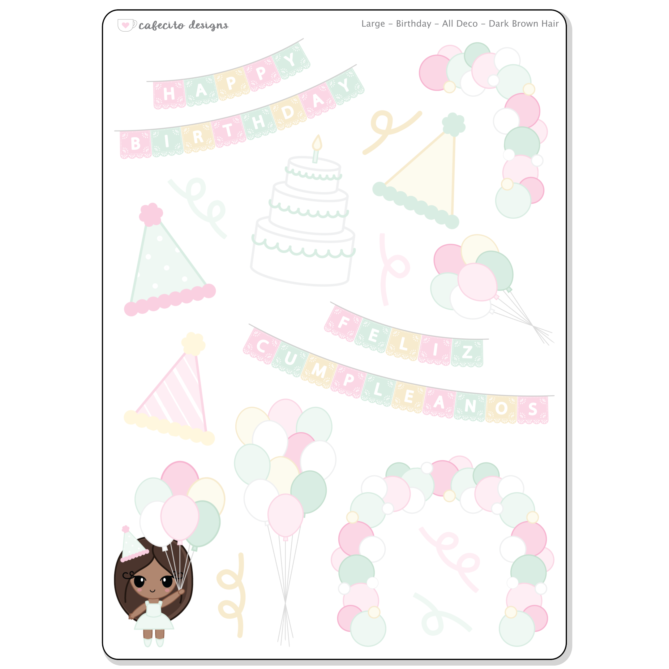Birthday -  Large Deco Sticker Sheet