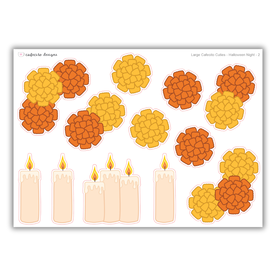 Dia de los Muertos - Marigolds &amp; Candles Large Deco Sticker Sheet