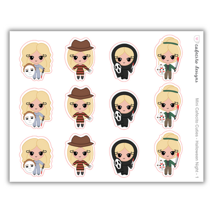 Halloween Night - Cafecito Cuties -  Mini Deco Sticker Sheet