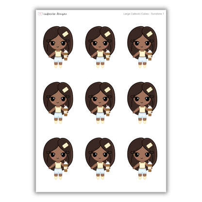 Sunshine - Cafecito Cuties -  Large Deco Sticker Sheet