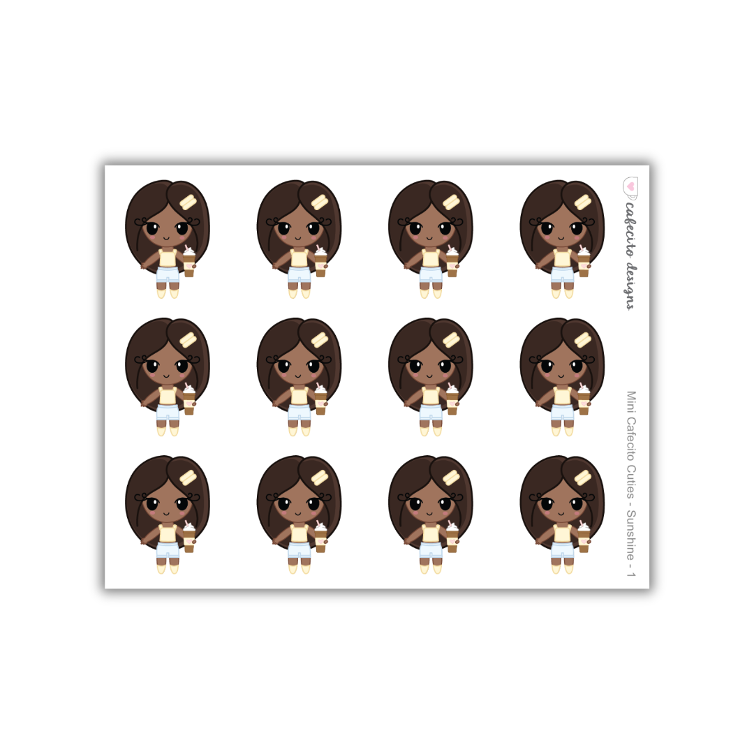 Sunshine - Cafecito Cuties -  Mini Deco Sticker Sheet