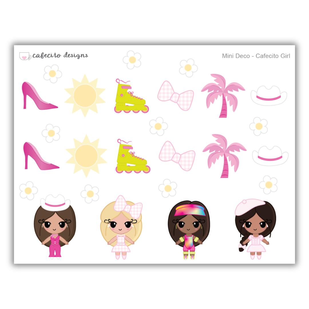 Cafecito Girl -  Mini Deco Sticker Sheet