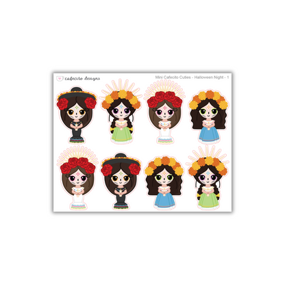 Dia de los Muertos - Cafecito Cuties -  Mini Deco Sticker Sheet
