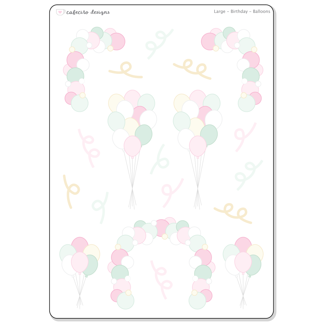 Birthday - Balloons - Large Deco Sticker Sheet