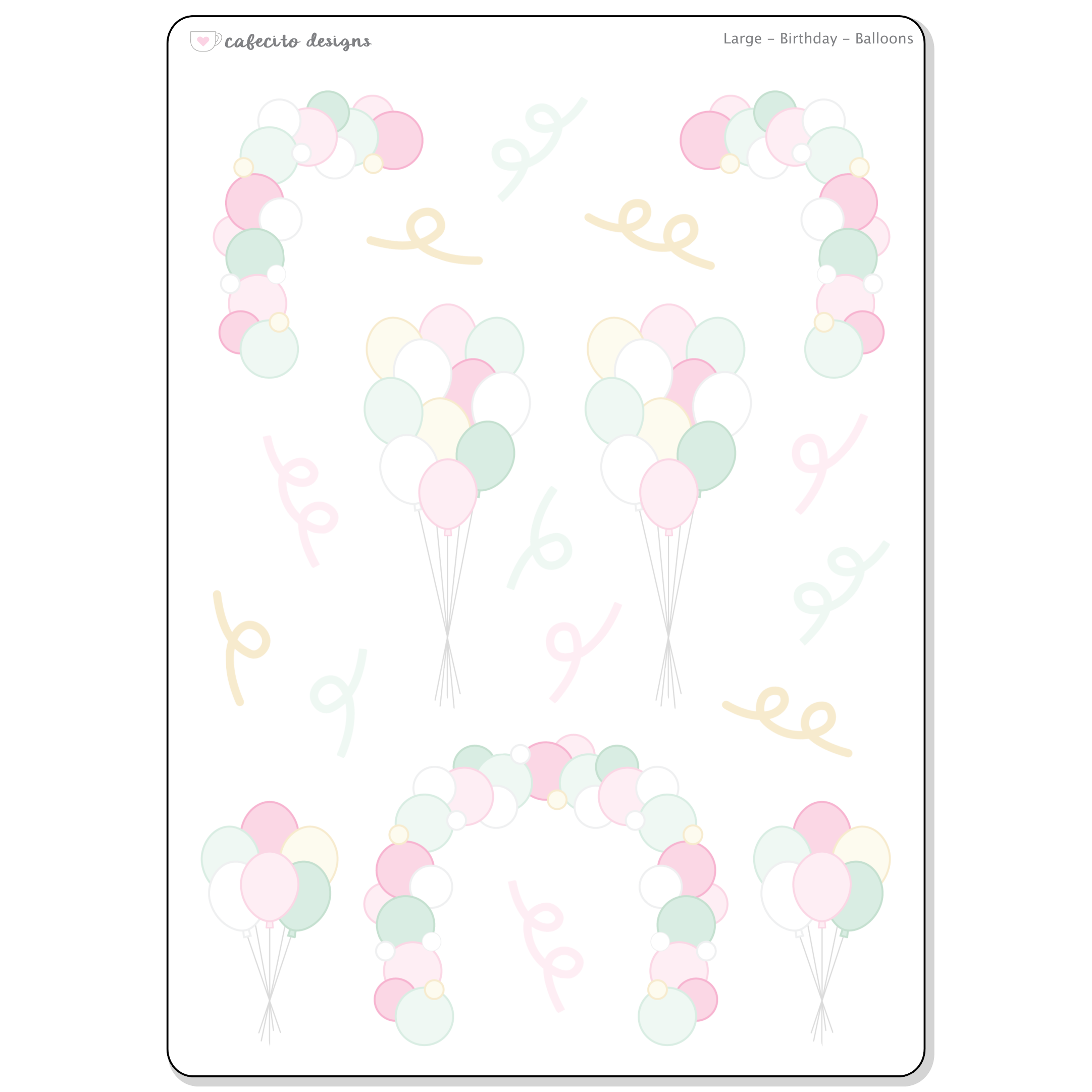 Birthday - Balloons - Large Deco Sticker Sheet