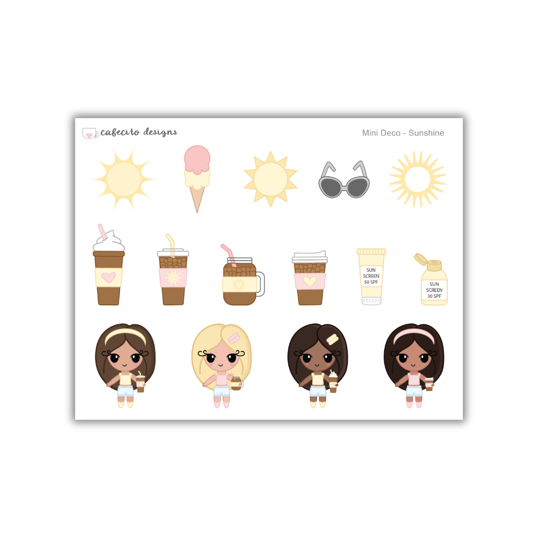 Sunshine -  Mini Deco Sticker Sheet