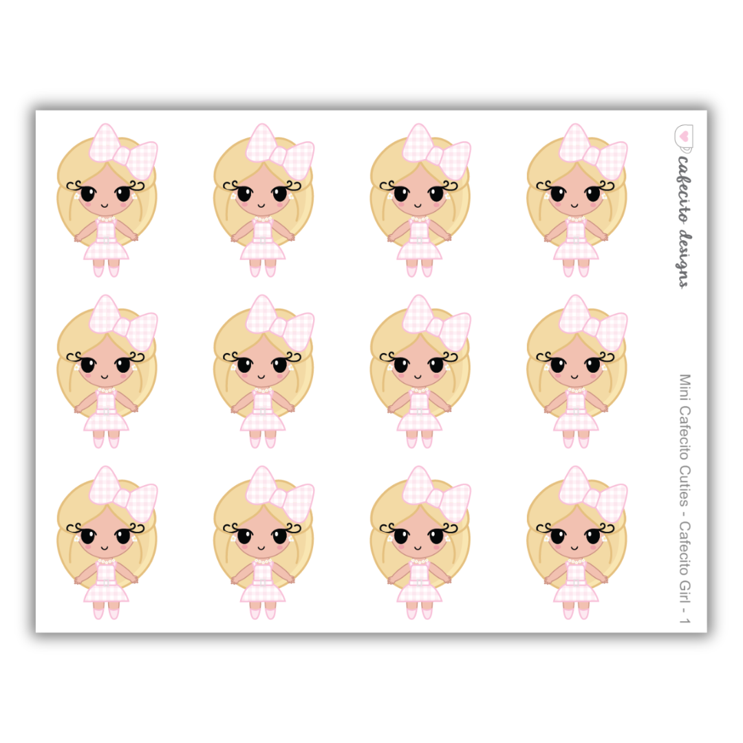 Cafecito Girl - Cafecito Cuties -  Mini Deco Sticker Sheet