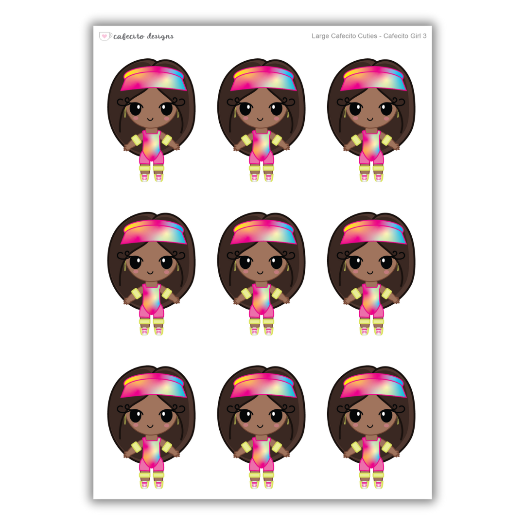 Cafecito Girl - Cafecito Cuties -  Large Deco Sticker Sheet