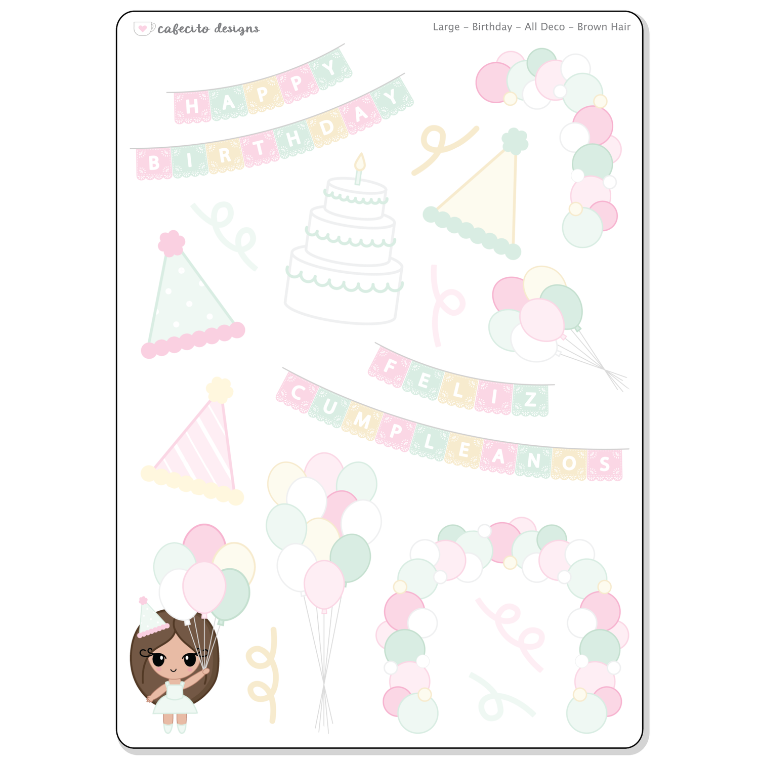 Birthday -  Large Deco Sticker Sheet
