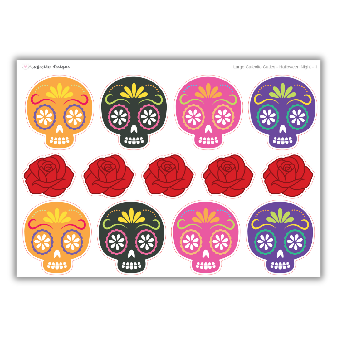 Dia de los Muertos - Skulls Large Deco Sticker Sheet