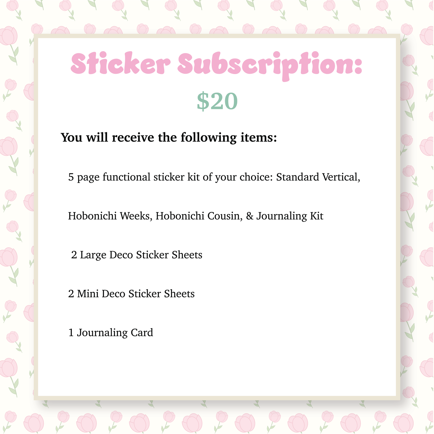 Subscription - Stickers ONLY