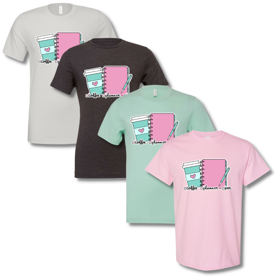 Coffee, Planner Pen - Tshirt *Ready to Ship*