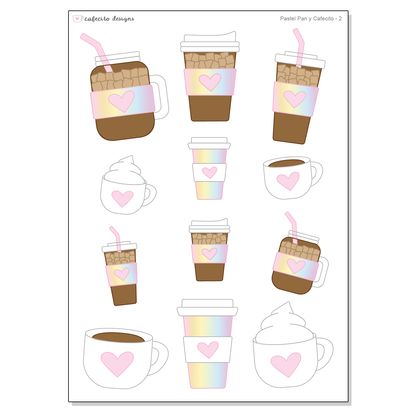 Pastel Pan y Cafecito - Sticker Kit