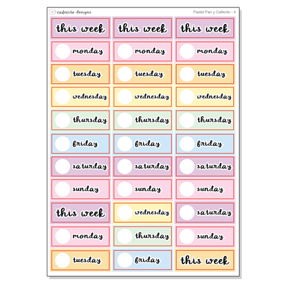 Pastel Pan y Cafecito - Sticker Kit