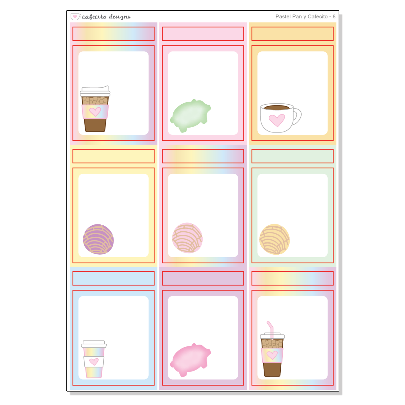 Pastel Pan y Cafecito - Sticker Kit