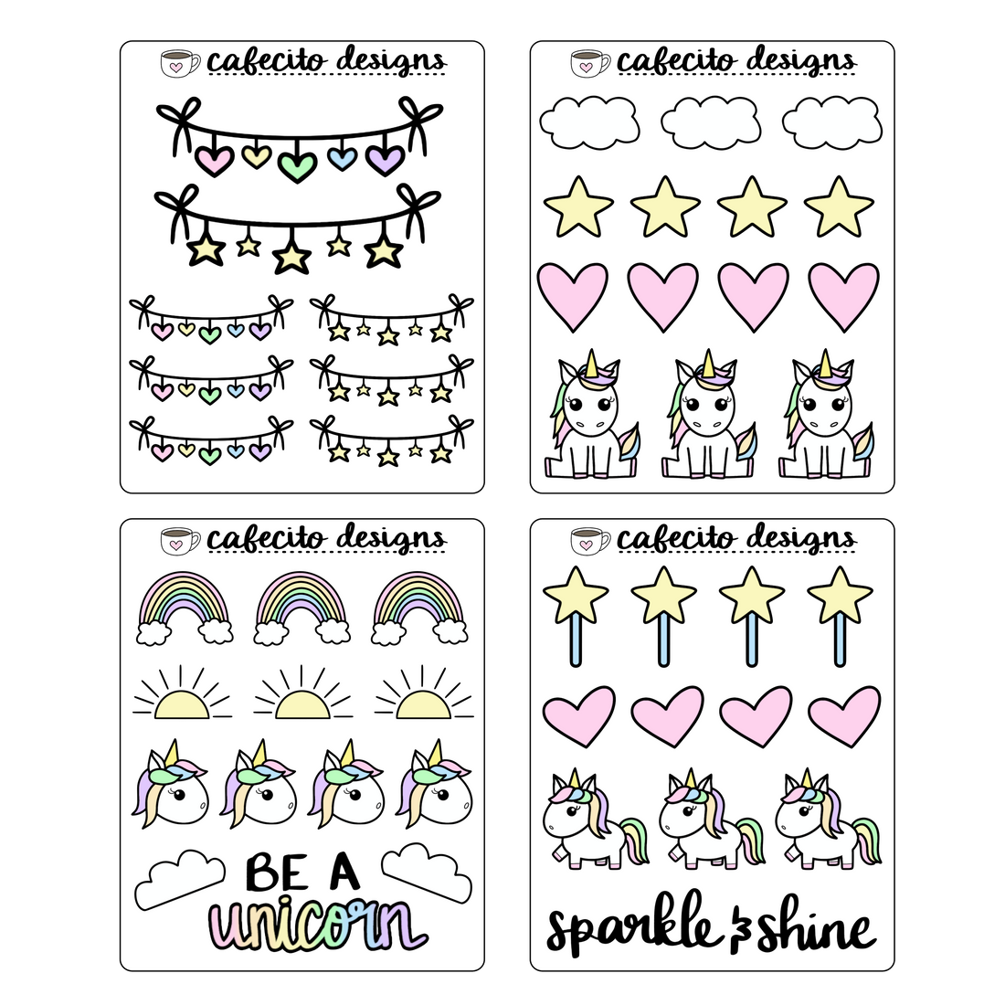 Rainbow Unicorn - Deco Sticker Sheets
