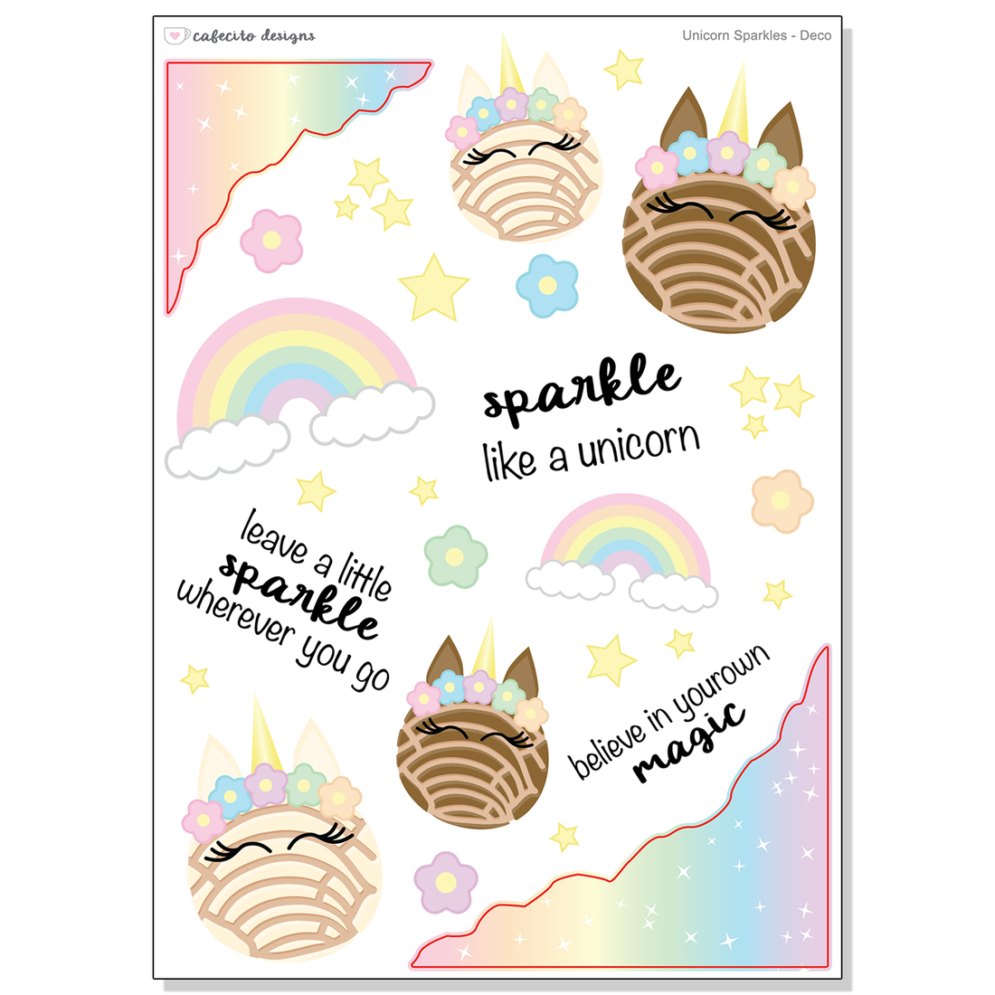 Unicorn Sparkles - Deco Sticker Sheet