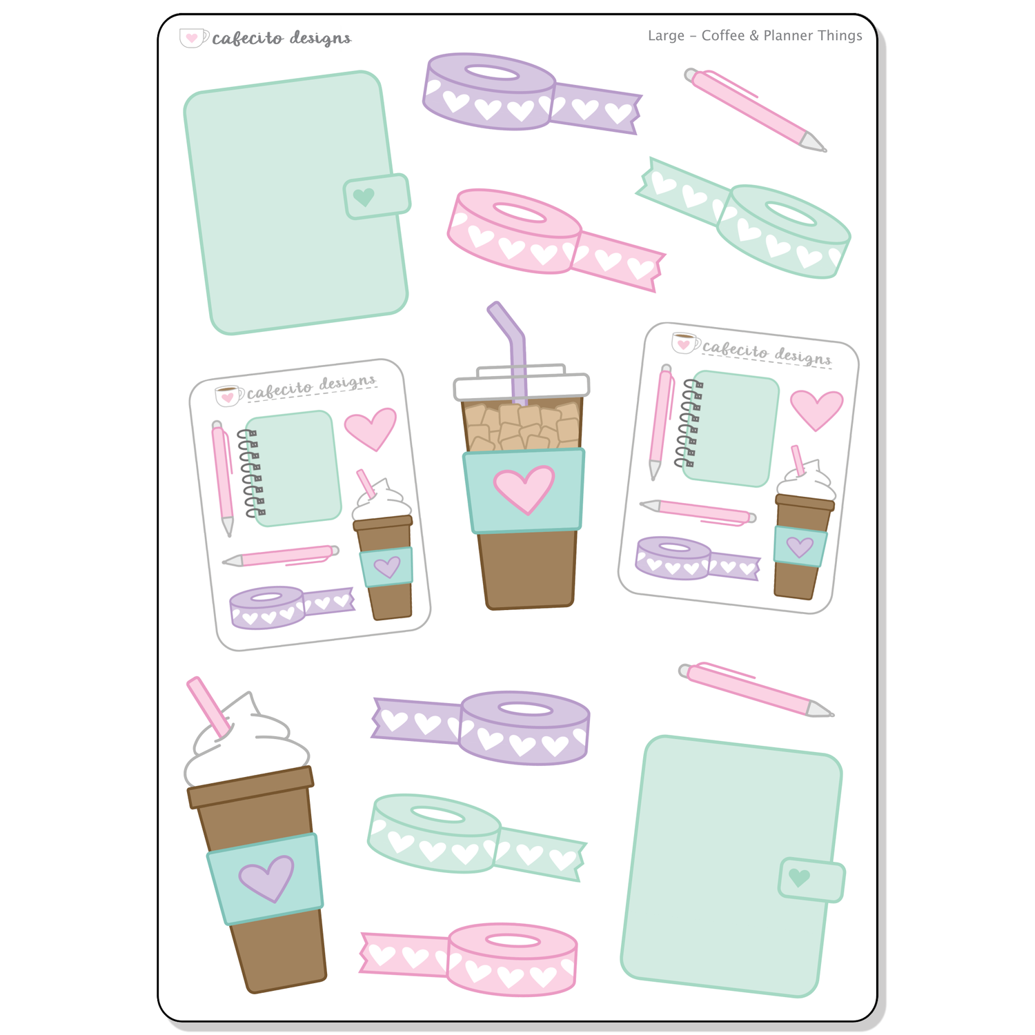 Coffee &amp; Planner Things -  Large Deco Sticker Sheet
