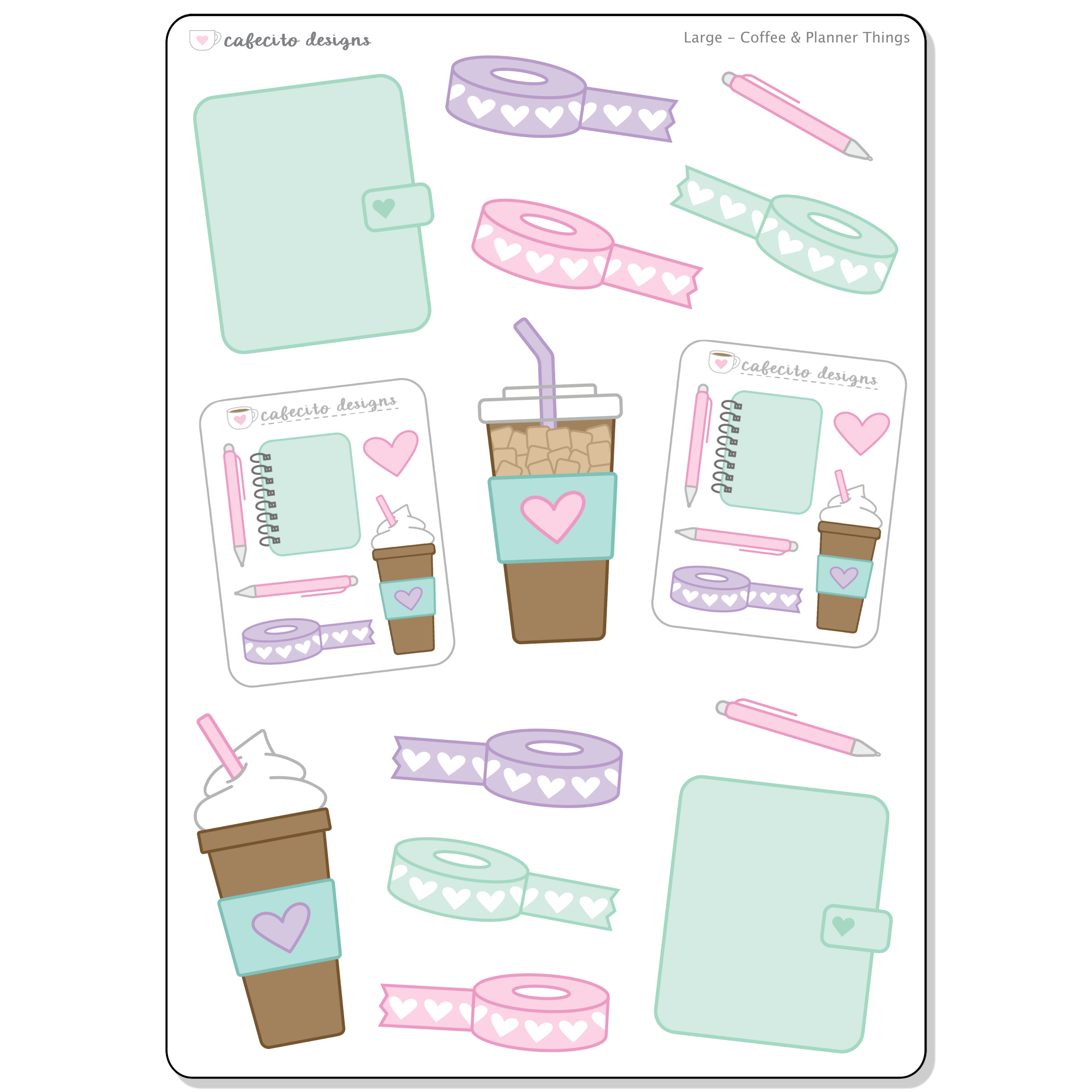 Coffee &amp; Planner Things -  Large Deco Sticker Sheet