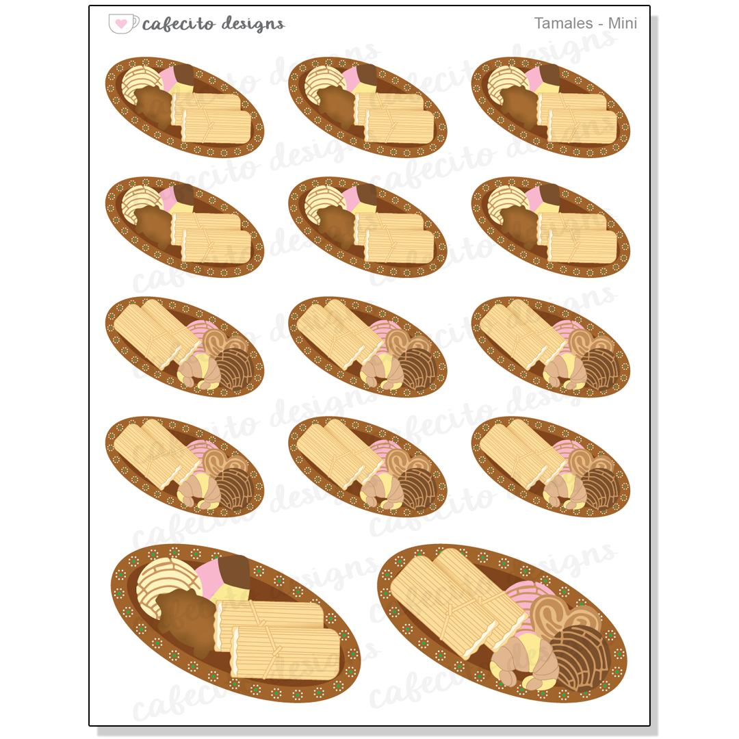 Plato de Pan y Tamales - Mini Deco Sticker Sheet