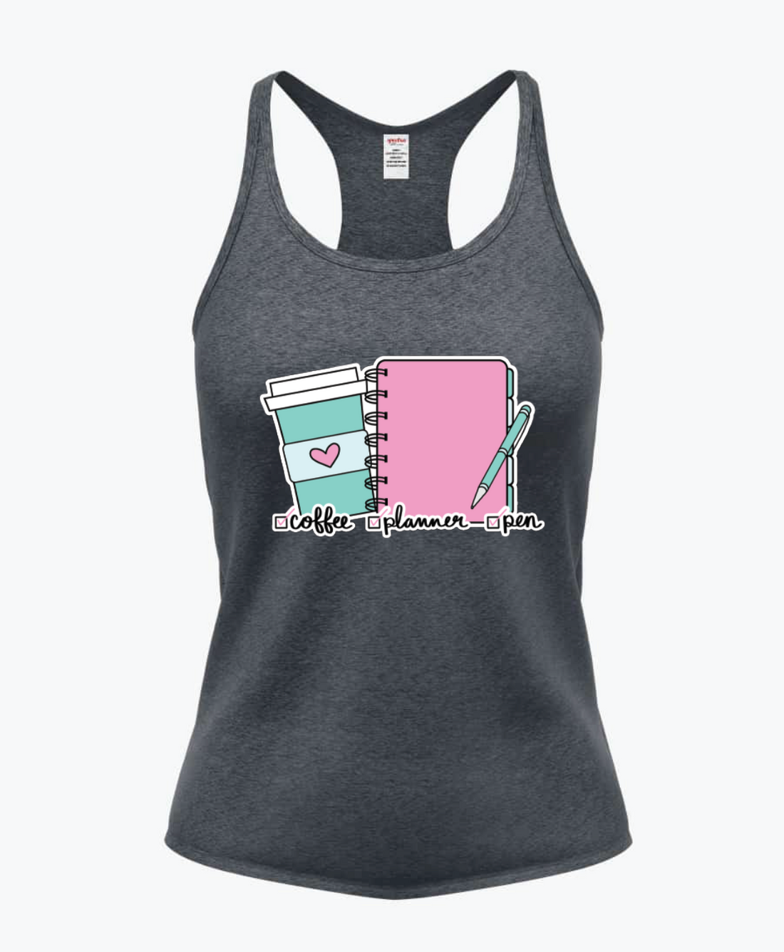 Coffee, Planner, Pen - Tank Top *Ready to Ship*